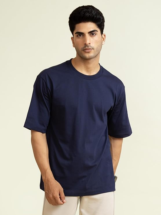 NAVY BLUE COTTON OVERSIZED TSHIRT
