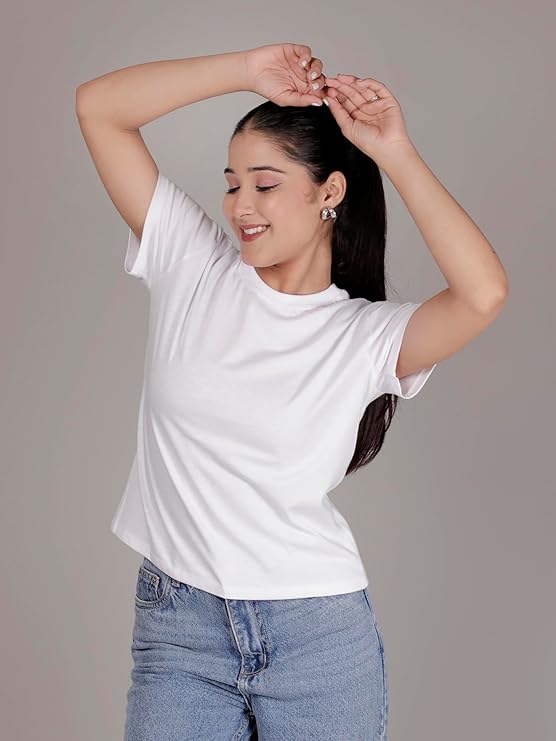 WOMEN WHITE COTTON REGULAR FIT