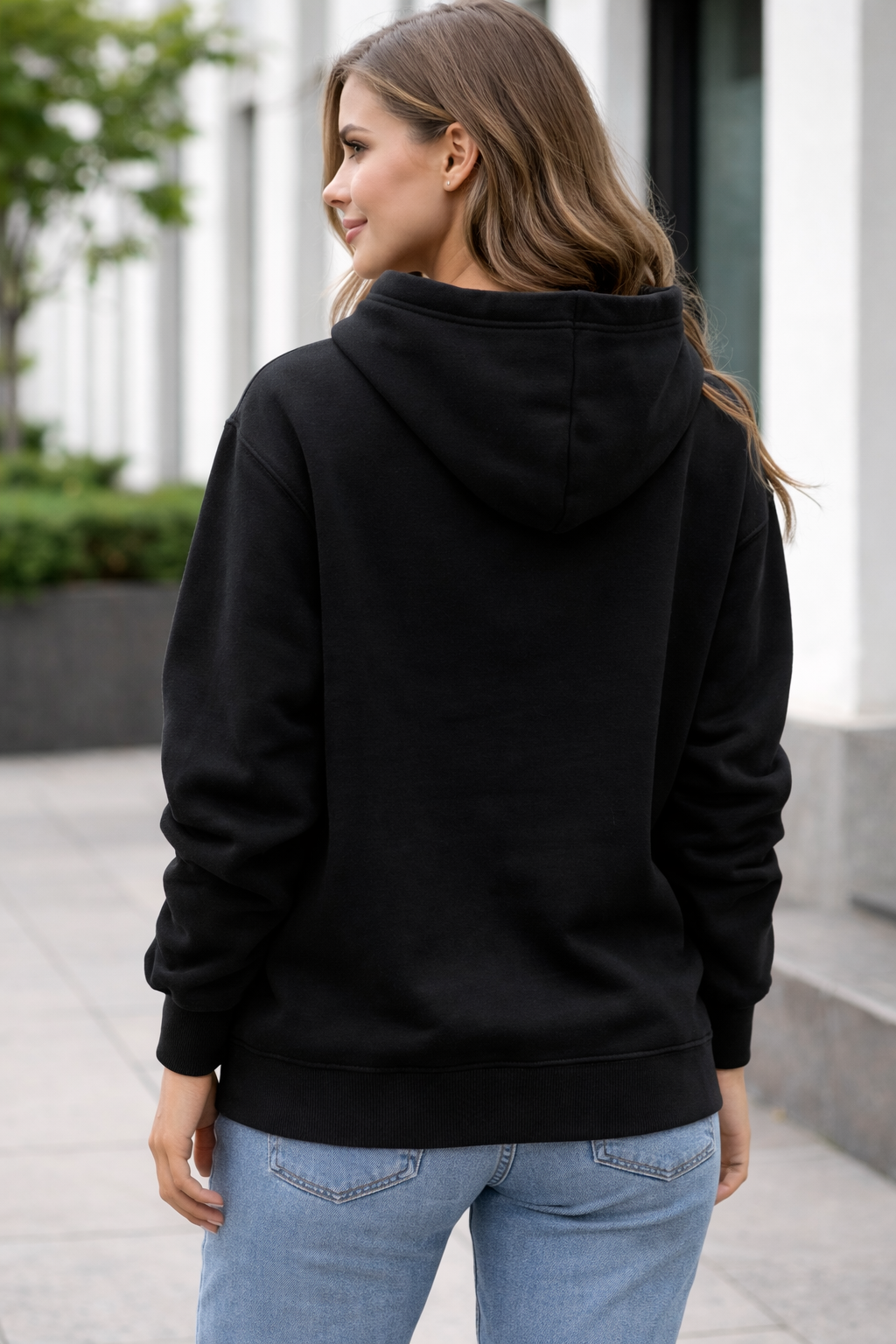 Women Black Regular Fit Hoodies -300 GSM