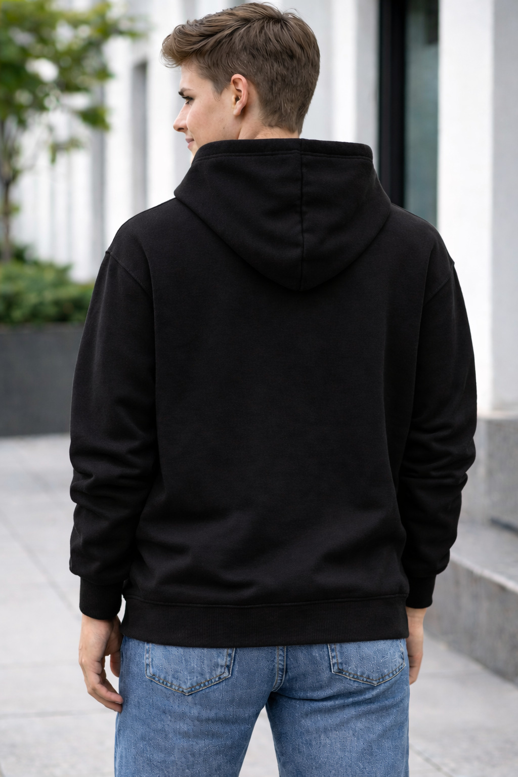 Men's Black Color Regular Fit Hoodies -300 GSM