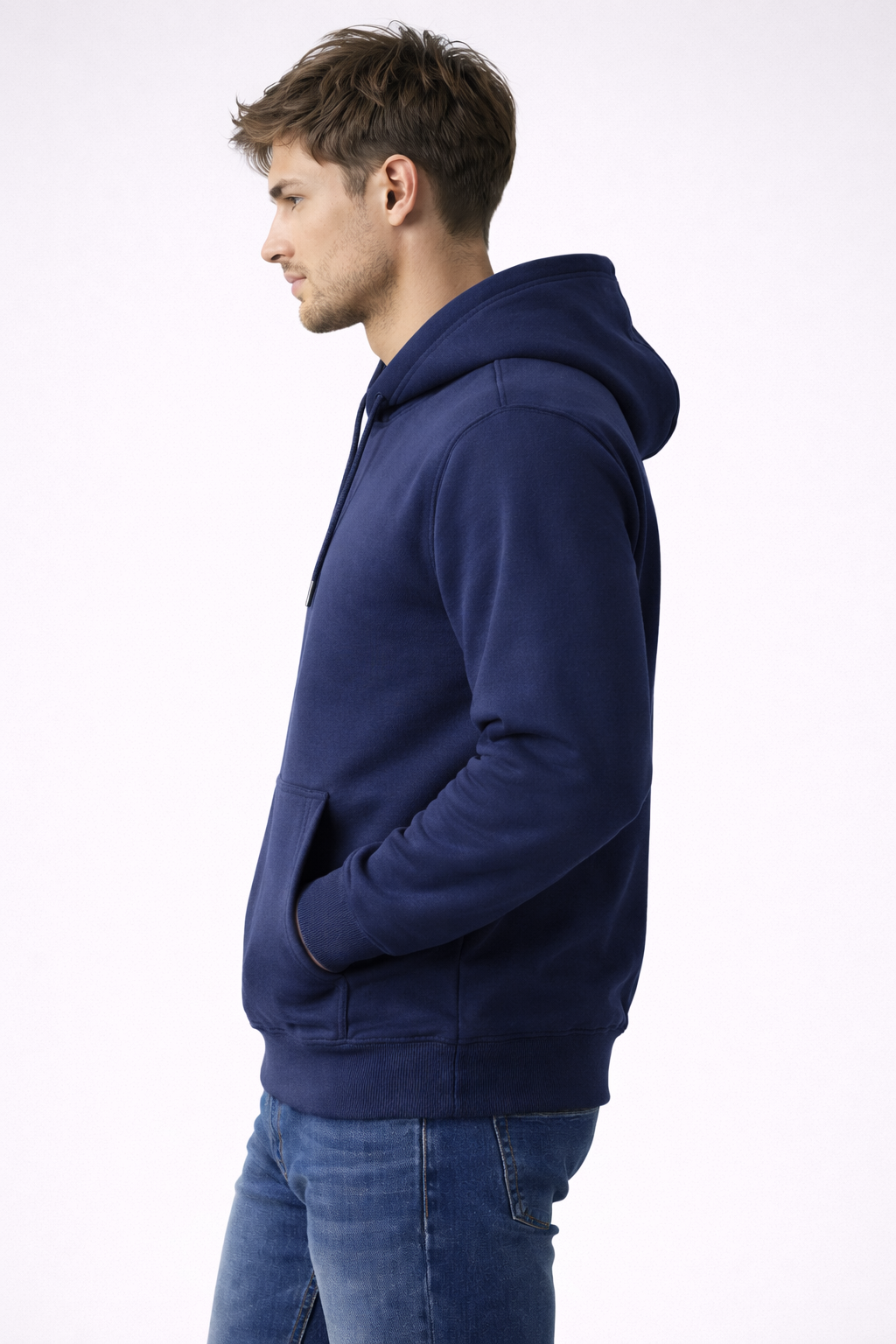 MEN'S NAVY BLUE COLOR REGULAR FIT HOODIES -300 GSM