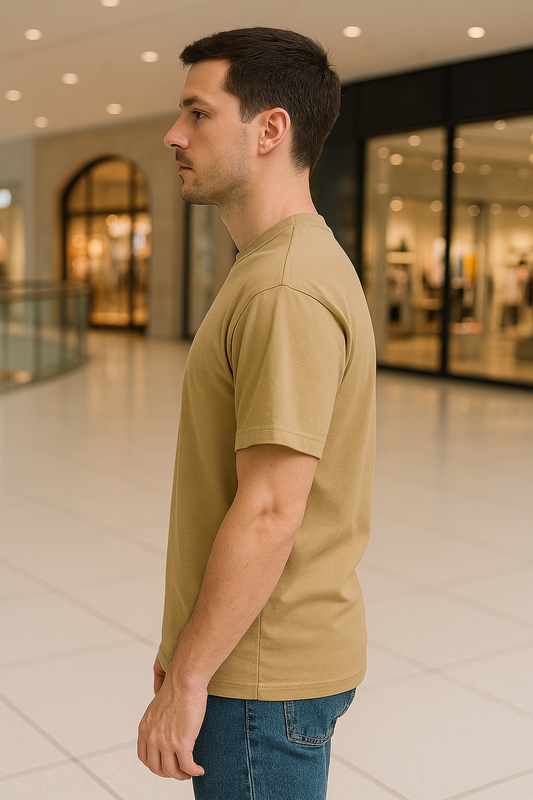 BEIGE COTTON OVERSIZED TSHIRT-220 GSM