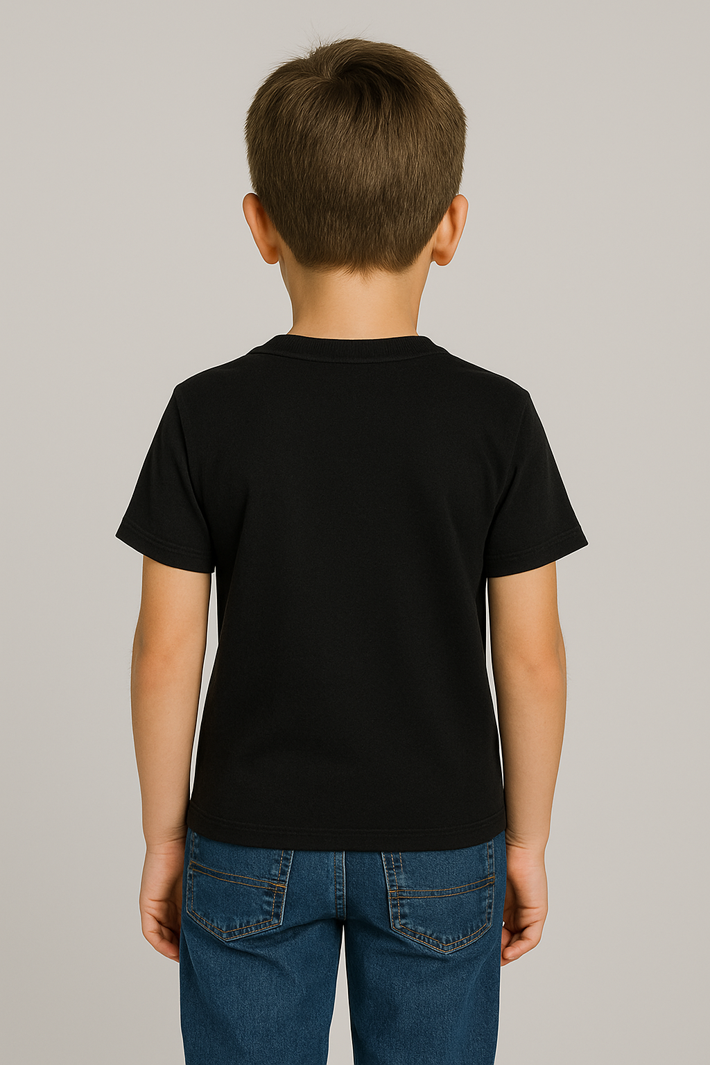KID'S BLACK COTTON HALF SLEEVES T-SHIRT