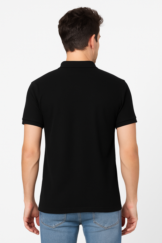 BLACK COTTON MATTY COLLAR TSHIRT