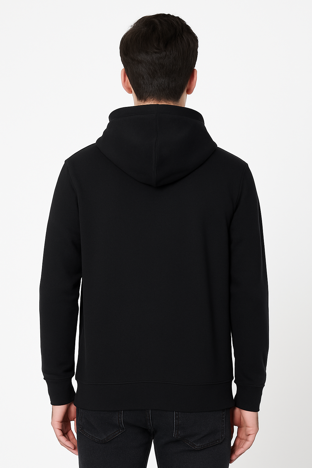 BLACK COTTON PRINTED KANGAROO POCKET HOODIES -350 GSM