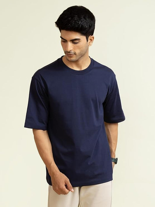 NAVY BLUE COTTON OVERSIZED TSHIRT