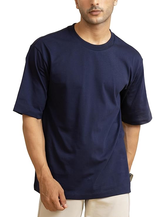 NAVY BLUE COTTON OVERSIZED TSHIRT