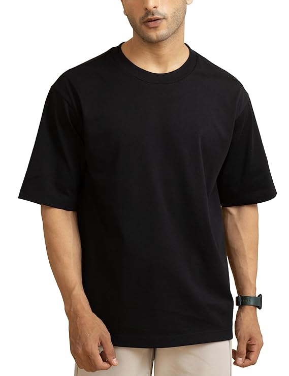 BLACK COTTON OVERSIZED TSHIRT