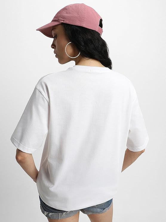 WOMEN WHITE COTTON OVERSIZED TSHIRT