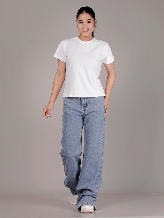 WOMEN WHITE COTTON REGULAR FIT