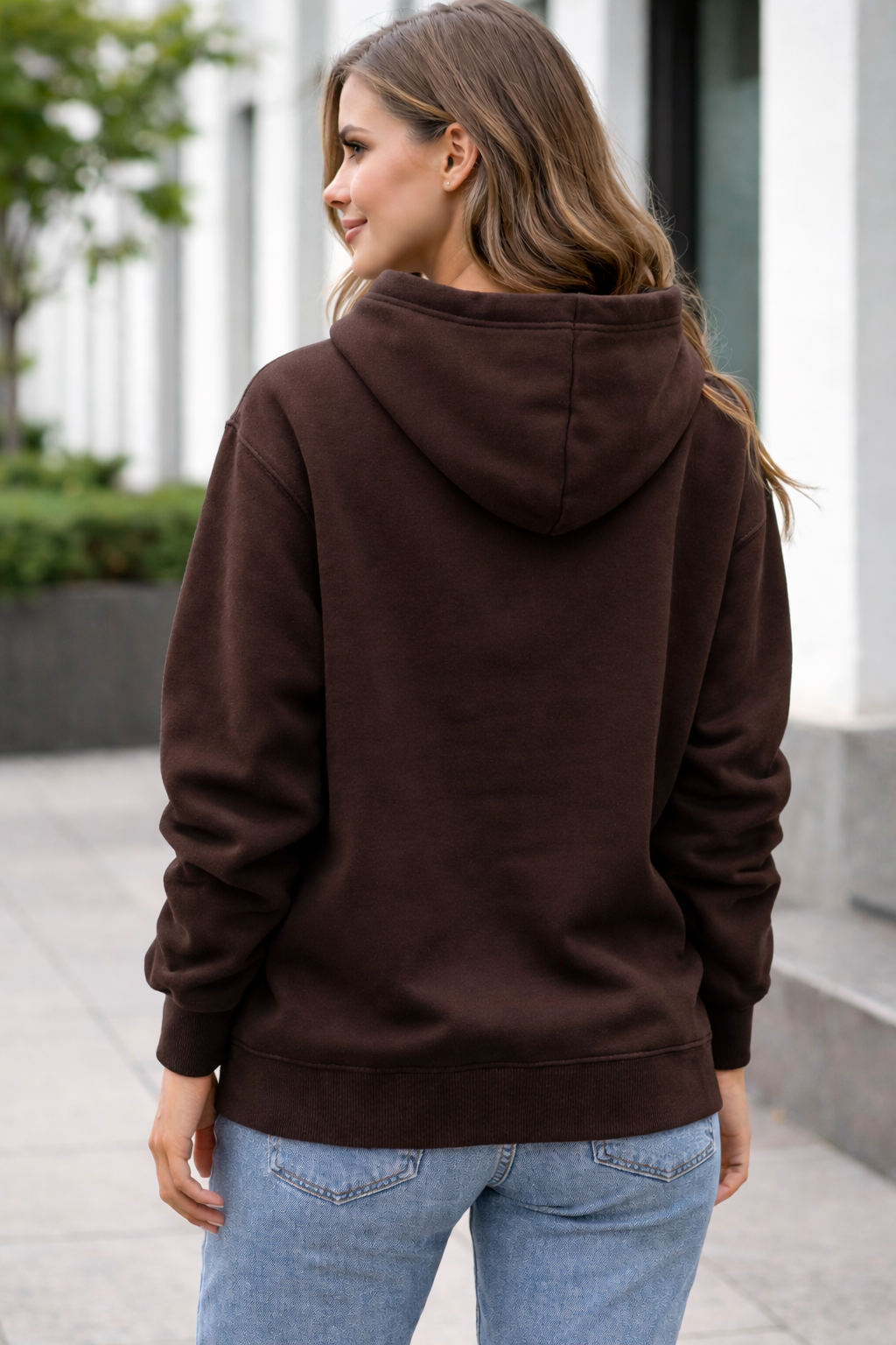 Women Coffee Color  Regular Fit Hoodies -300 GSM