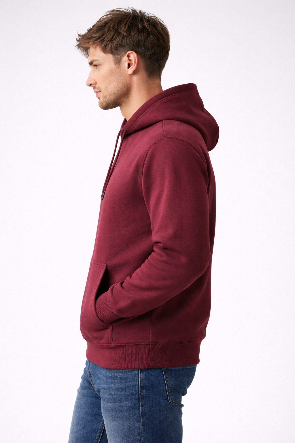 MEN'S MAROON COLOR REGULAR FIT HOODIES -300 GSM