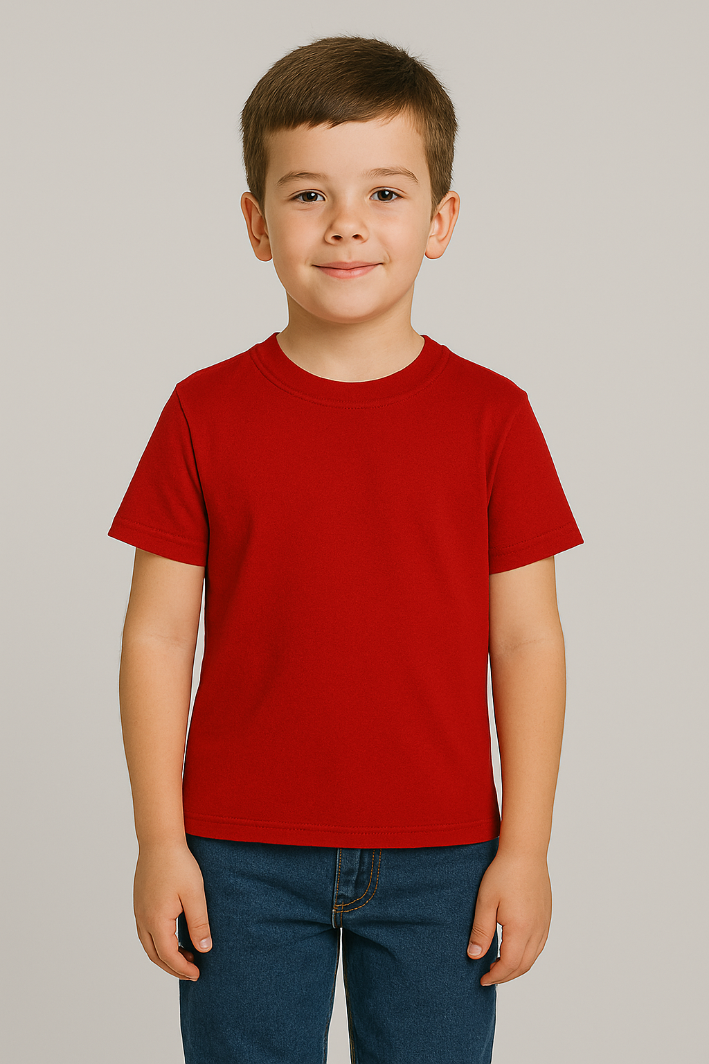 KID'S RED COTTON HALF SLEEVES T-SHIRT