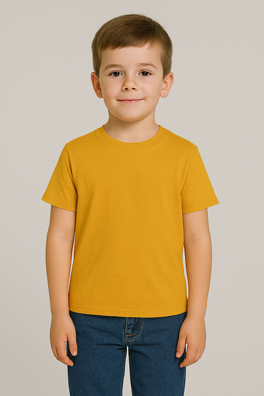 KID'S MUSTARD COTTON HALF SLEEVES T-SHIRT