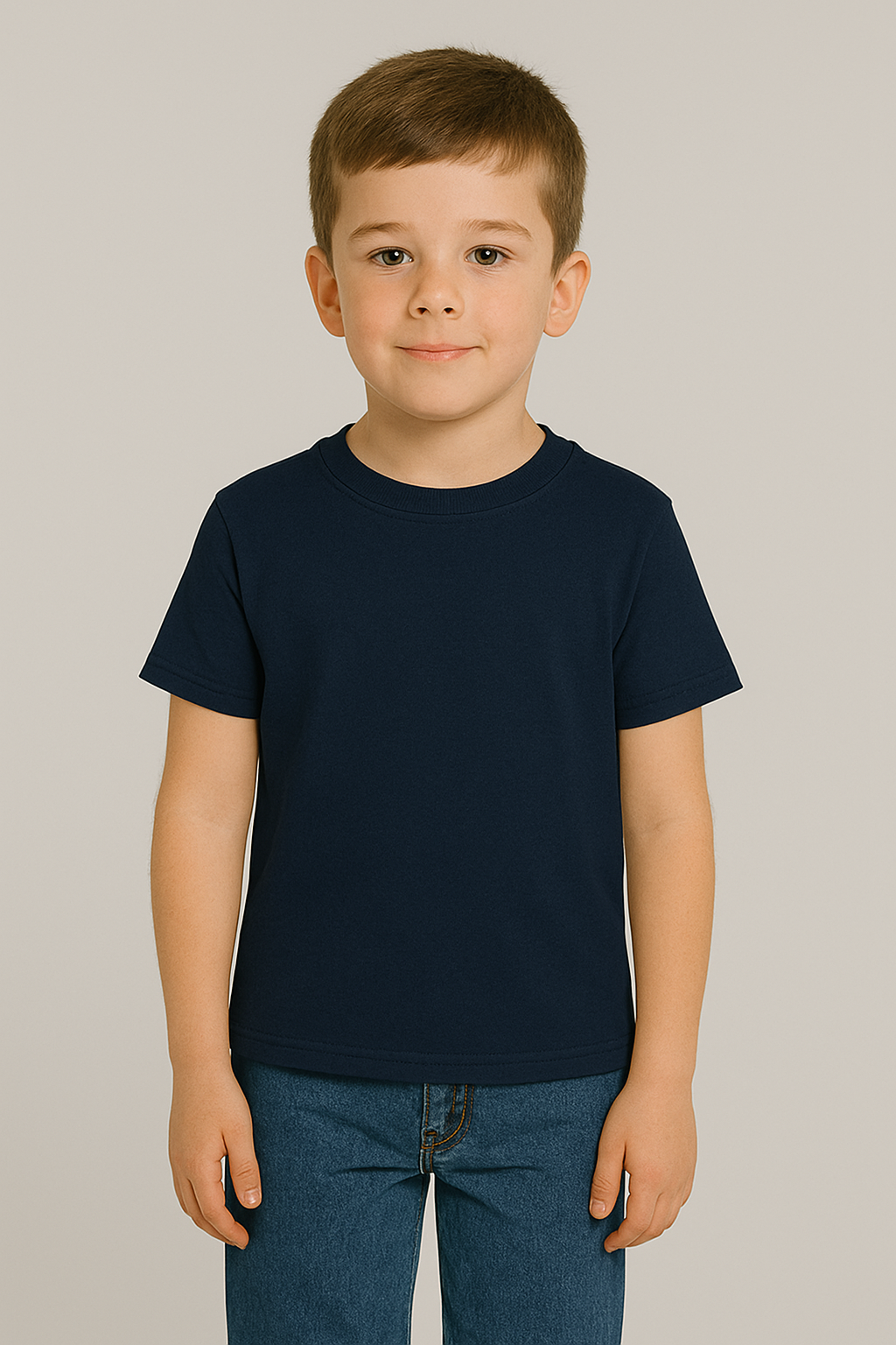 KID'S  NAVY BLUE COTTON HALF SLEEVES T-SHIRT