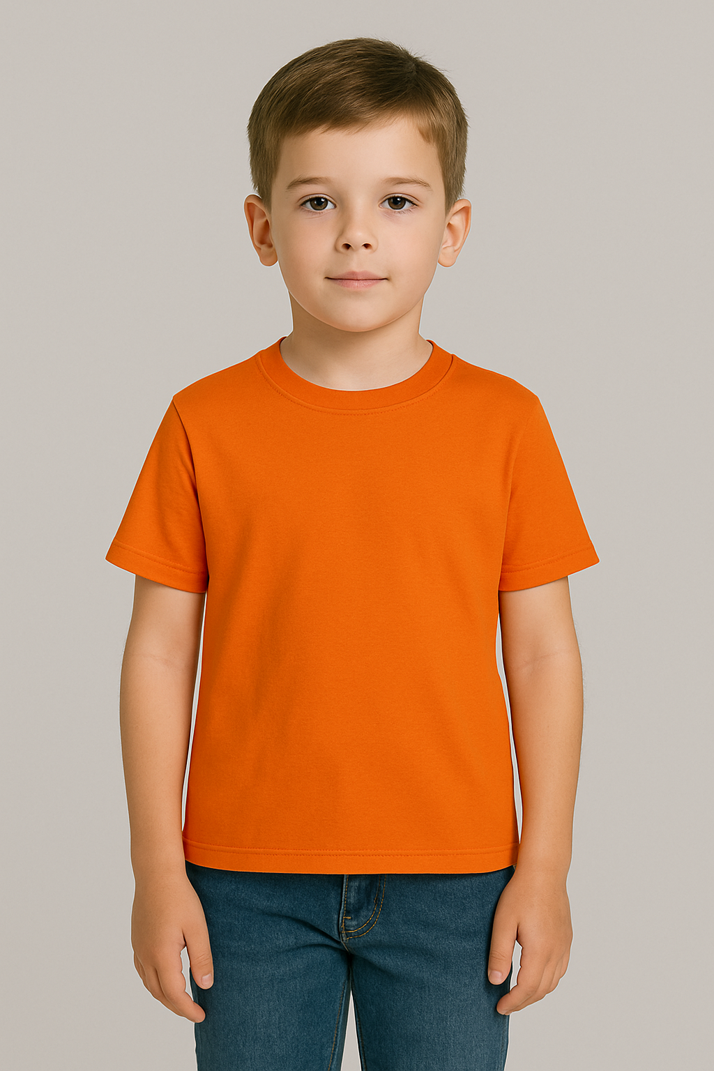 KID'S  ORANGE COTTON HALF SLEEVES T-SHIRT