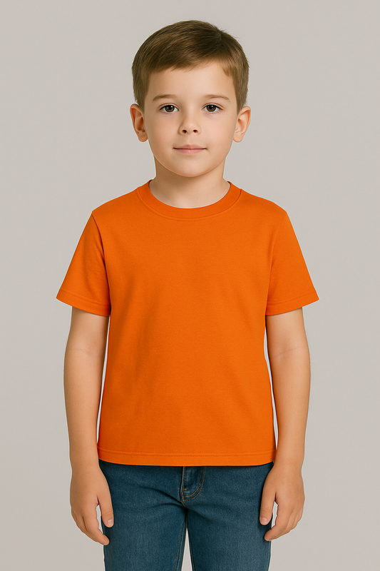 KID'S  ORANGE COTTON HALF SLEEVES T-SHIRT