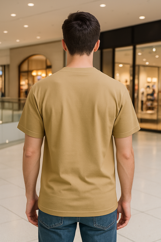 BEIGE COTTON OVERSIZED TSHIRT-220 GSM