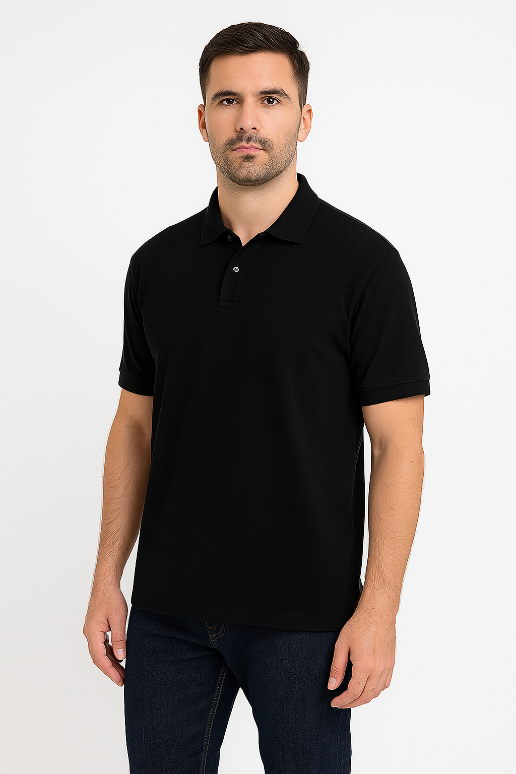 BLACK COTTON MATTY COLLAR TSHIRT