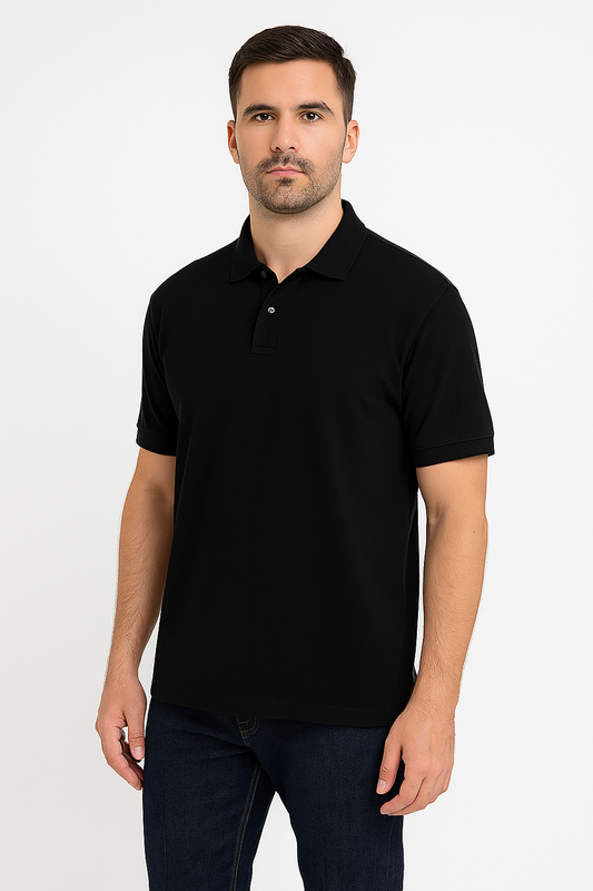 BLACK COTTON MATTY COLLAR TSHIRT