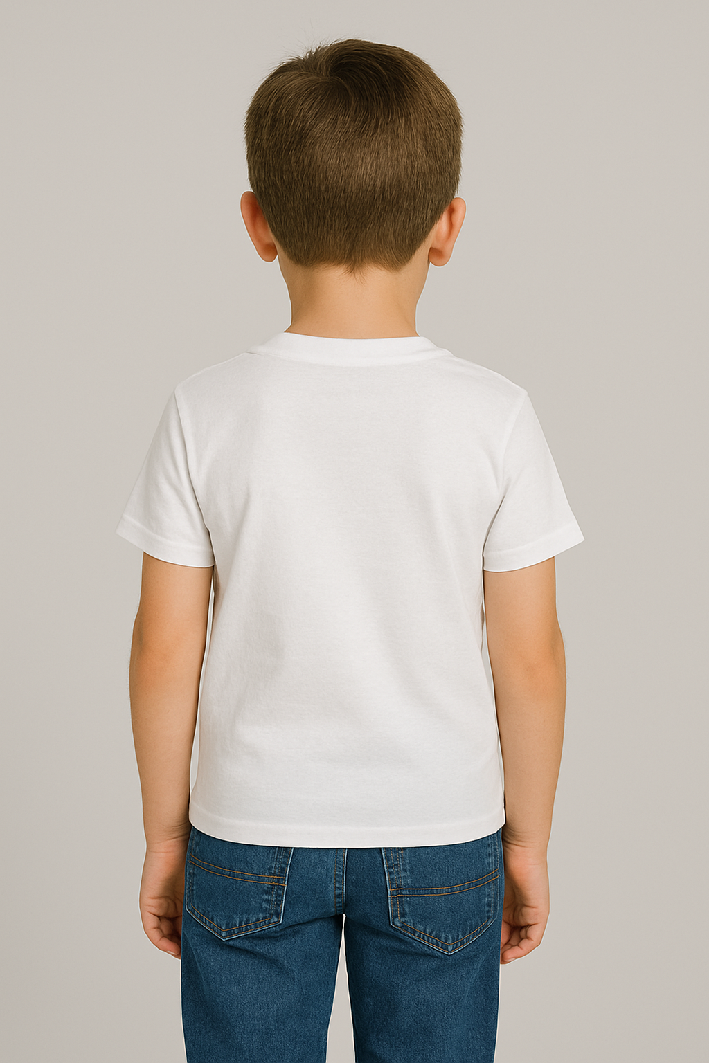 KID'S WHITE COTTON HALF SLEEVES T-SHIRT