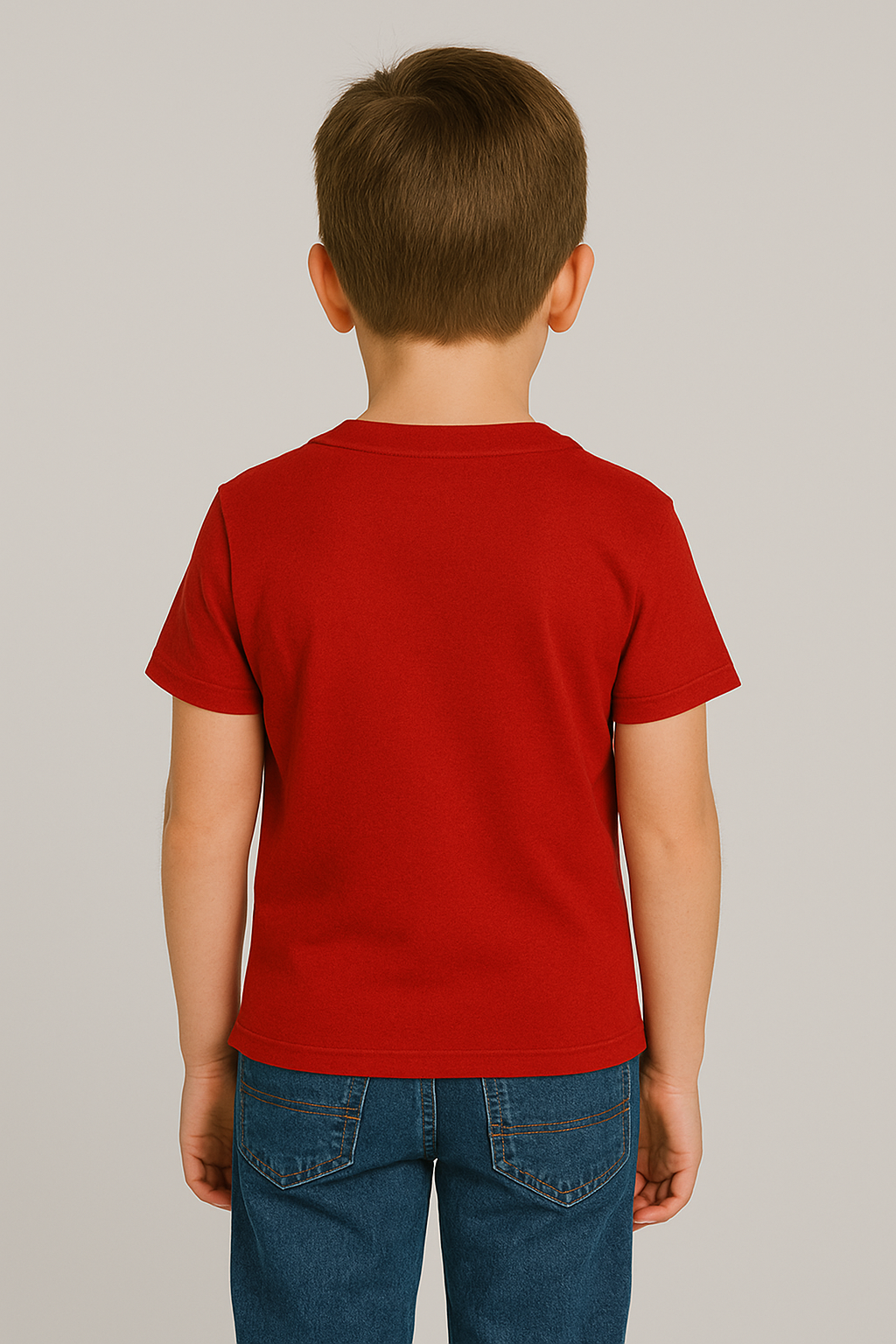 KID'S RED COTTON HALF SLEEVES T-SHIRT