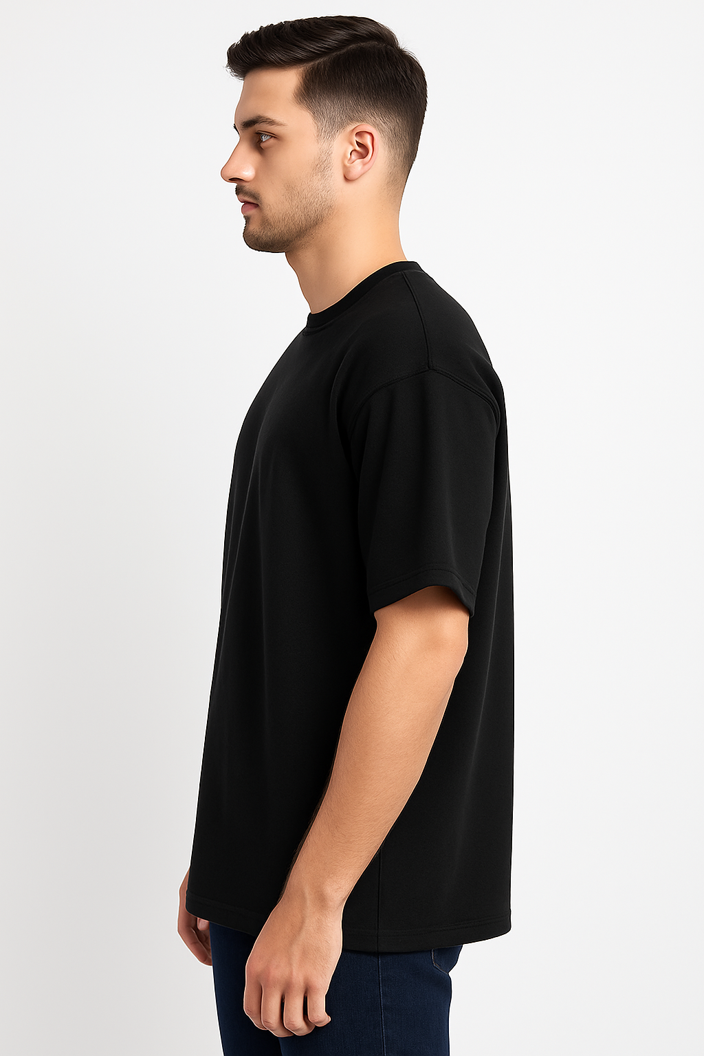 BLACK FRENCH TERRY OVERSIZED TSHIRT