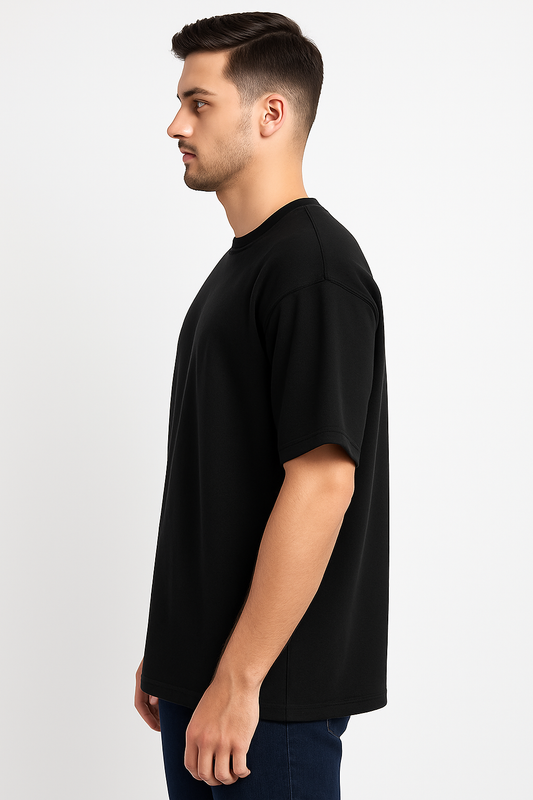 BLACK FRENCH TERRY OVERSIZED TSHIRT