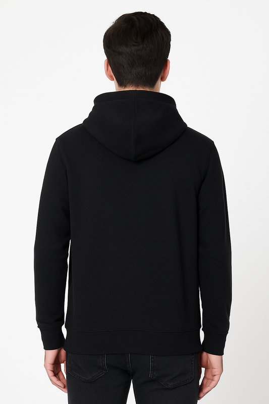 BLACK COTTON KANGAROO POCKET HOODIES
